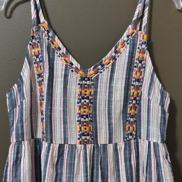Savanna Jane Embroidered Striped Mini Sun Dress SIZE SMALL - Picture 5 of 6